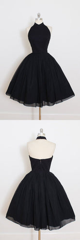 A Line Open   Halter Homecoming Dress, Short Prom Dress